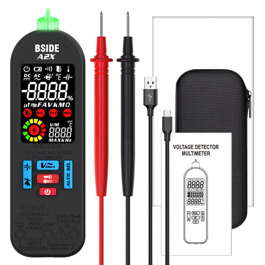 BSIDE A2X Mini Multimeter LCD Digital Tester Voltage Detector DC/AC Voltage Frequency Resistance NCV Continuity Live