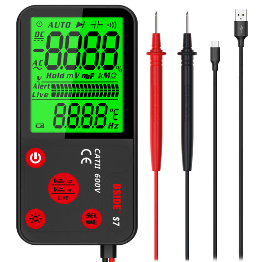 BSIDE Rechargeable Digital Multimeter Electrical Voltage Tester Pocket Smart Voltmeter Resistance Continuous Frequency V-Alert Real Time Voltage Tester with Carrying Case