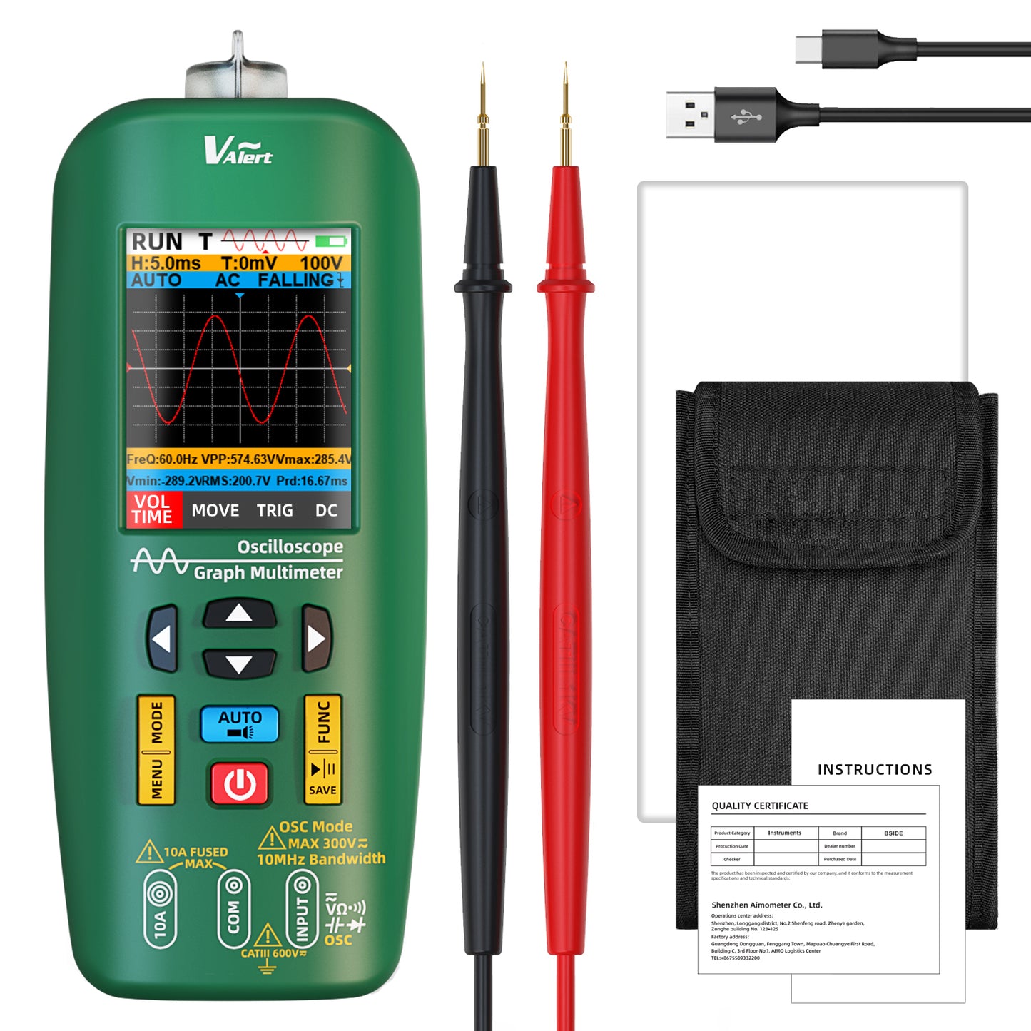 BSIDE O1 Handheld Oscilloscope Multimeter 3-in-1 Multifunctional Signal Digital Waveform Data Storage Multimeter
