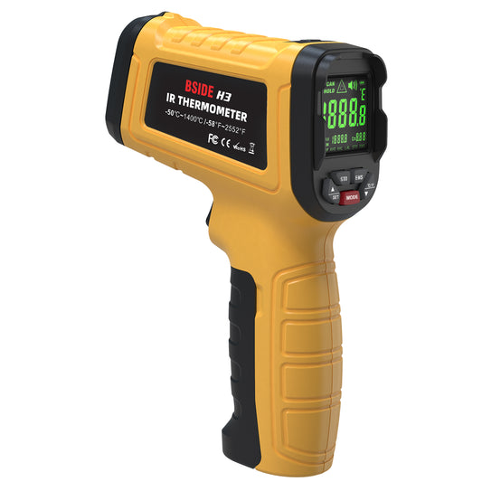 BSIDE H3 Infrared Thermometer Temperature -58℉~2552℉(-50℃~1400℃) 50:1 Industrial Digital Thermometer with Circle Laser Color LCD IR Pyrometer for HVAC Furnace Forge Casting Metallurgy Pizza BBQ