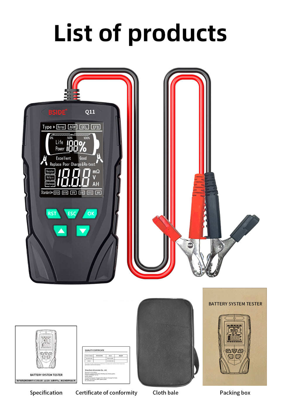 BSIDE NEW Car Battery Tester Professional 12V 24V Digital Checker Automatic Detect Battery Analyzer Car Battery Tool