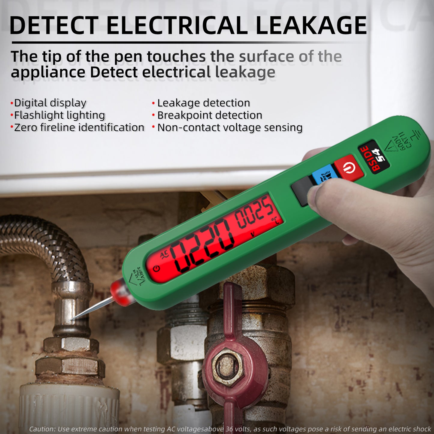 BSIDE S4 Rechargeable Voltage Tester Non-Contact Voltage Detector Pen, Contacted Measure AC Voltage & Environment Temperature Test, Pocket Electrical Live Wire Checker Breakpoint Locate with Flashlight