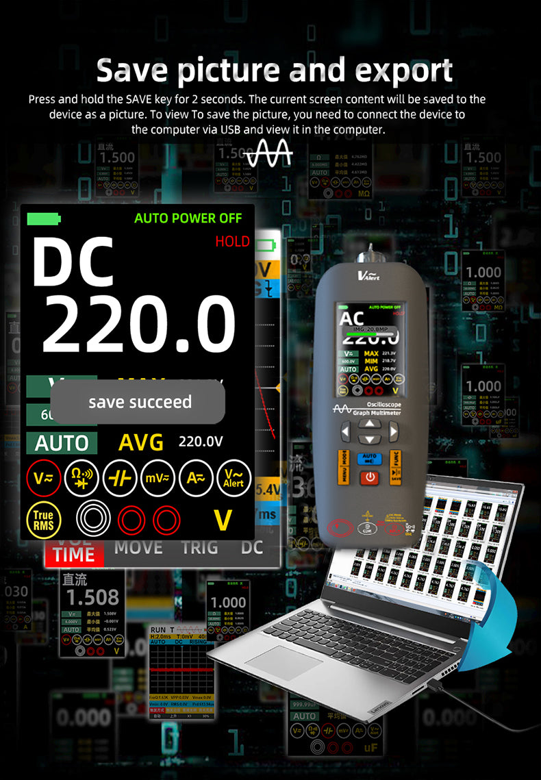 BSIDE O1X Handheld Oscilloscope Multimeter Professional Digital Oscilloscope DC AC Voltage Current Capacitor Ohm Diode Hertz Tester