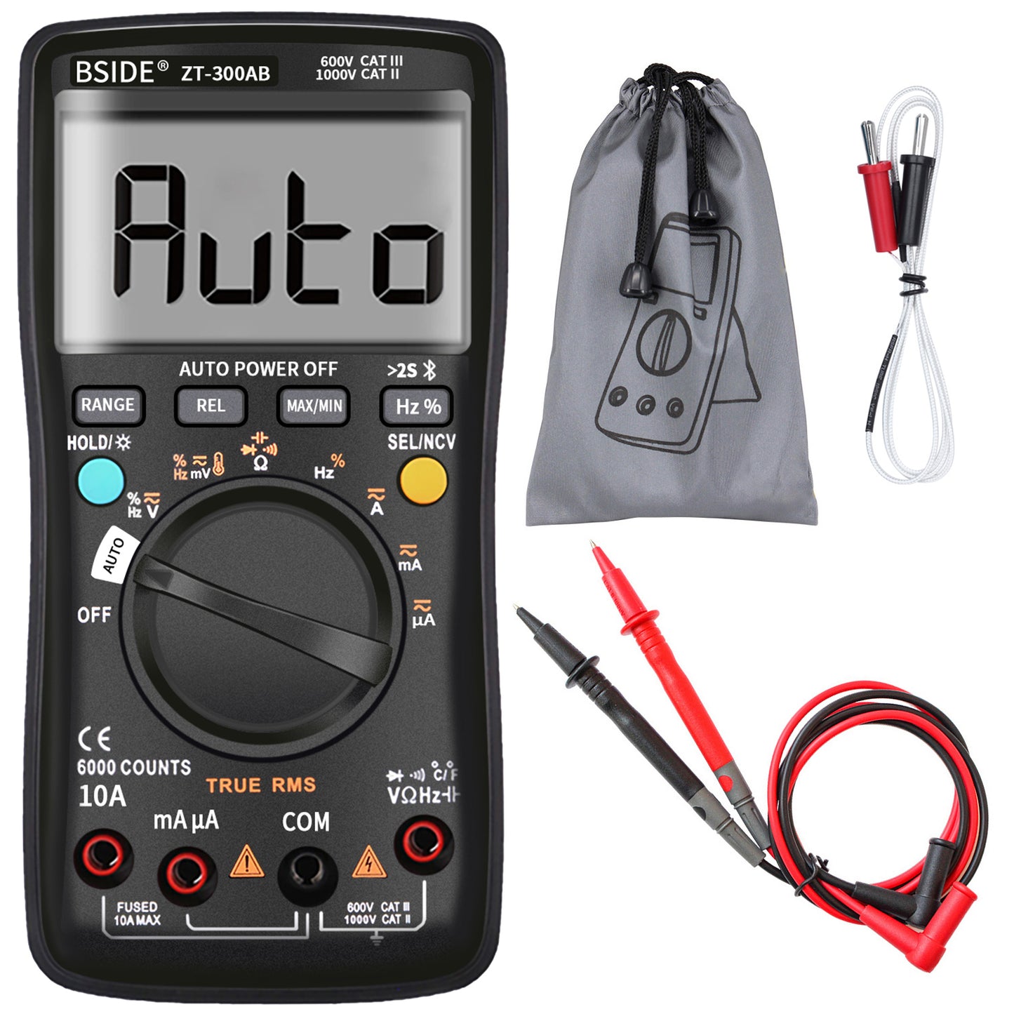 BSIDE ZT-300AB Wireless Digital Multimeter True RMS Manual/Auto Ranging 6000 Counts DMM Voltage Capacitance Temp Amp Ohm Diode   5.0  2 Reviews  ౹  14 sold