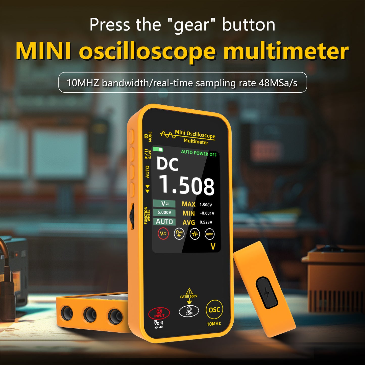 BSIDE OS1 Oscilloscope Digital Multimeter 10MHz Bandwidth 2in1 Meter Auto Waveform Measurement 2.8"TFT 6000 Counts USB-C 1200mAh