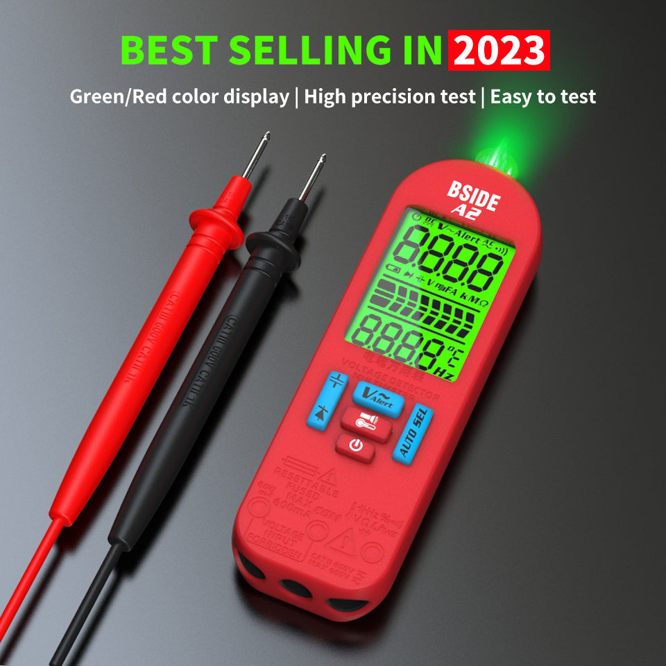 BSIDE A2 Mini Multimeter LCD Digital Tester Voltage Detector DC/AC Voltage Frequency Resistance NCV Continuity Live