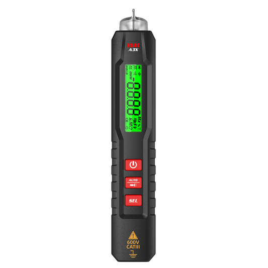 BSIDE Digital Multimeter Pen-Type 3-Results Display Pocket Smart Voltmeter Capacitance Diode Ohm Hz Continuity V-Alert Voltage Tester with Back Probe Pins for Electronic Maintenance(A3X)