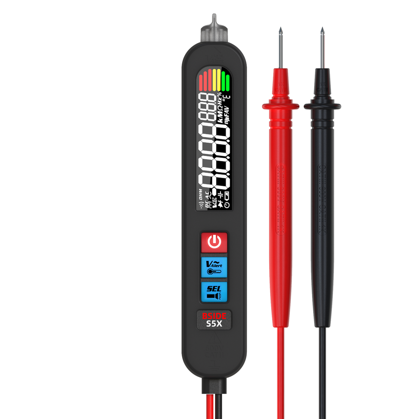 BSIDE S5X Smart Digital Multimeter Rechargeable Pen-Type Electrical Voltage Tester, Measures Capacitance Diode VFC Ohm & Environment Temp with Flashlight
