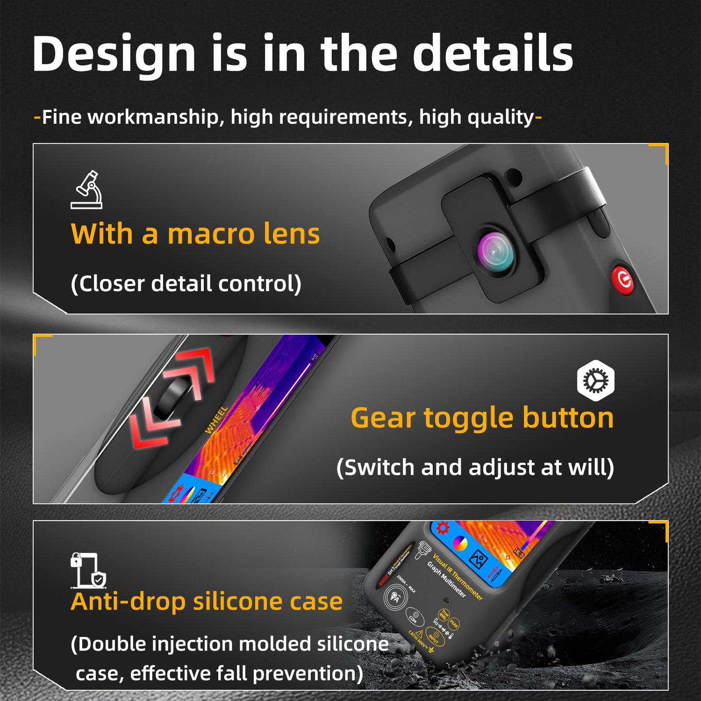 BSIDE SH7 Thermal imager Multimeter 2-in-1 tester with Touch Screen 20000 Counts & 320x320 IR Imaging Modes with Macro Lens for PCB Repair Electrical HVAC Industrial