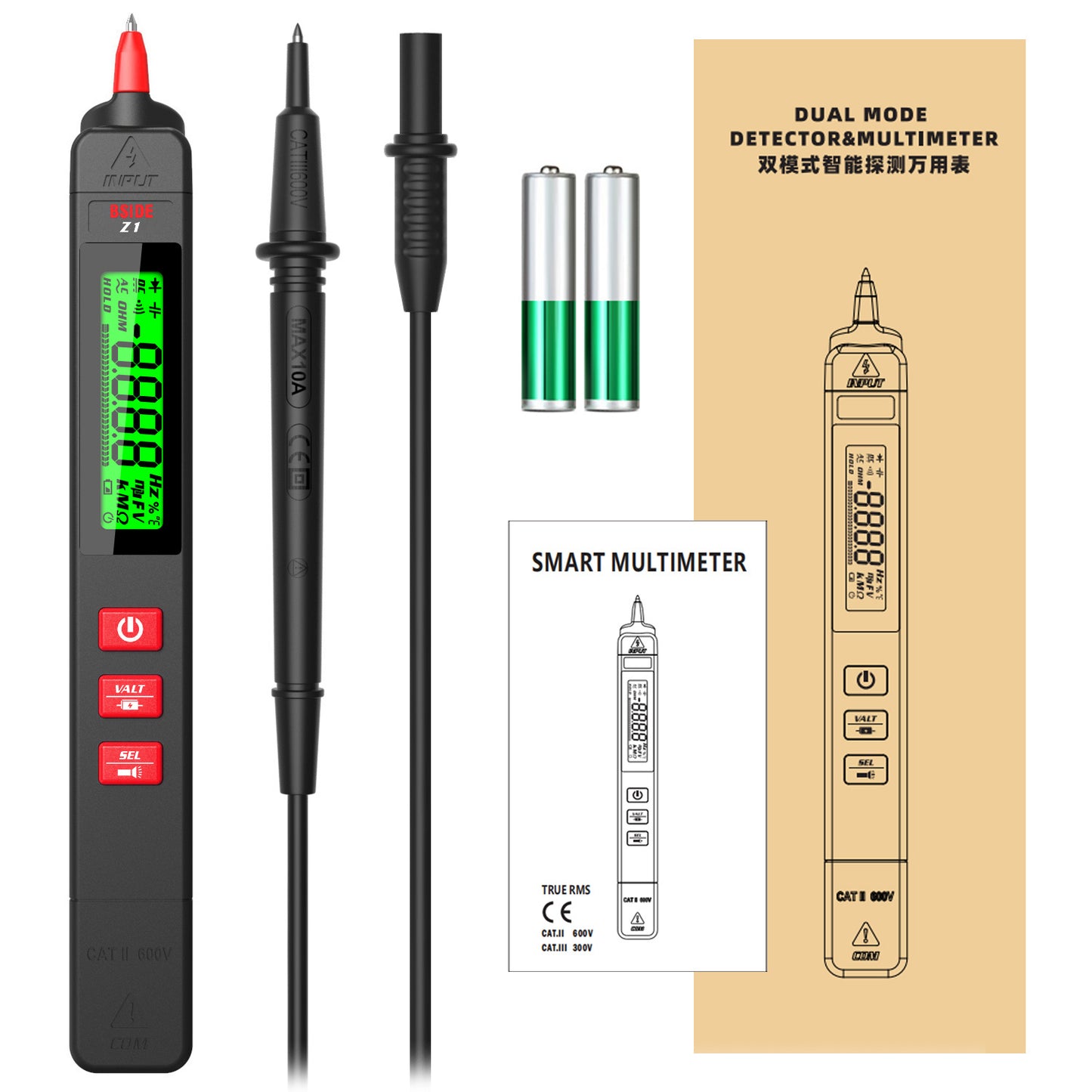 BSIDE Z1 Digital Multimeter Pen Type Smart multitester Auto Range DC AC Voltage Capacitance Ohm NCV Hz Diode Live wire Tester Meter