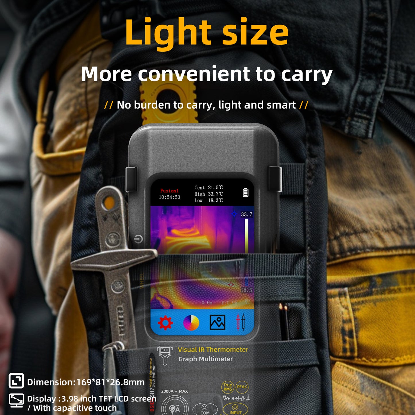 BSIDE SH7 Thermal imager Multimeter 2-in-1 tester with Touch Screen 20000 Counts & 320x320 IR Imaging Modes with Macro Lens for PCB Repair Electrical HVAC Industrial