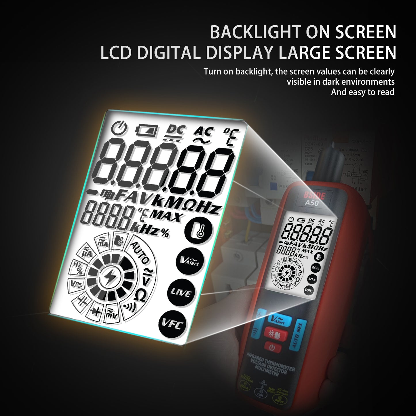 BSIDE Smart Digital Multimeter Professional Automatic VFC Infrared Temp Electrical Tester Tools