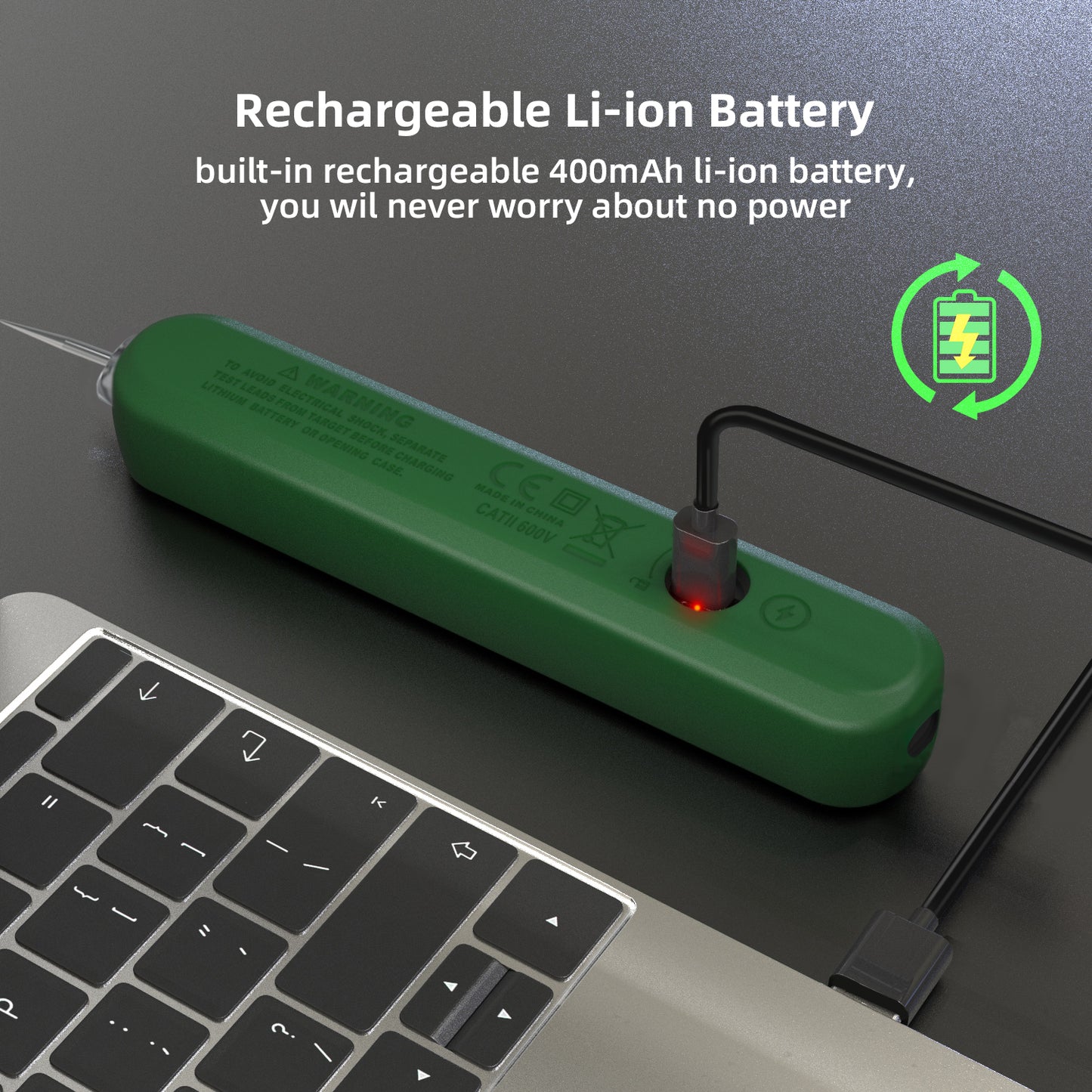 BSIDE S4 Rechargeable Voltage Tester Non-Contact Voltage Detector Pen, Contacted Measure AC Voltage & Environment Temperature Test, Pocket Electrical Live Wire Checker Breakpoint Locate with Flashlight