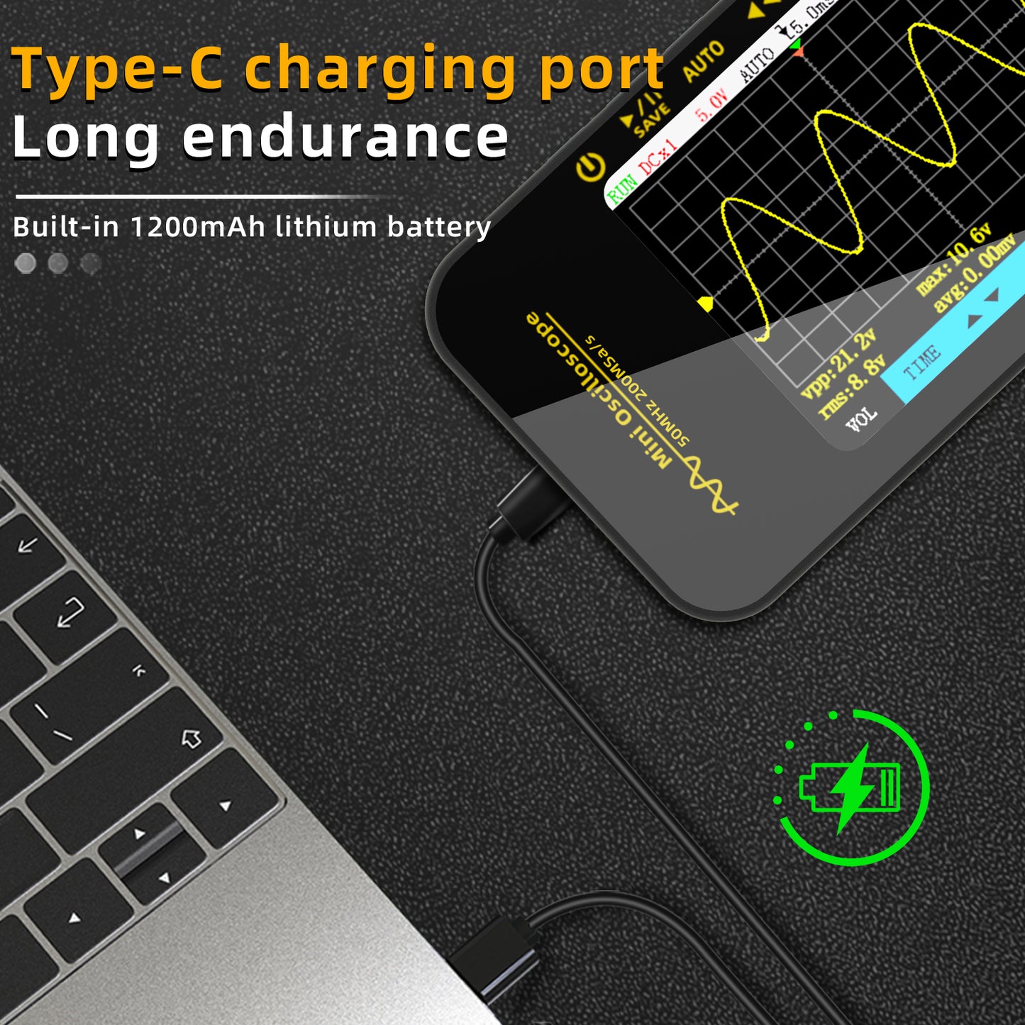 BSIDE OT5 Handheld Oscilloscope - 2.8" TFT Digital Oscilloscope Kit 50MHz Bandwidth 200MS/s High Sampling Rate Portabable