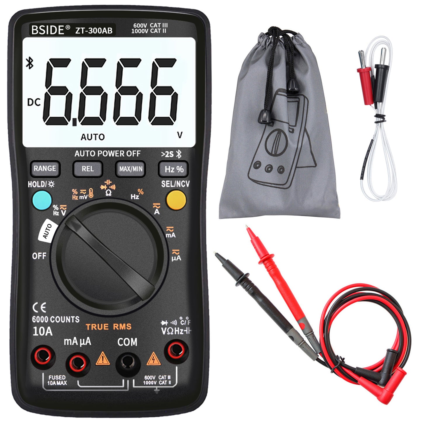 BSIDE ZT-300AB Wireless Digital Multimeter True RMS Manual/Auto Ranging 6000 Counts DMM Voltage Capacitance Temp Amp Ohm Diode   5.0  2 Reviews  ౹  14 sold