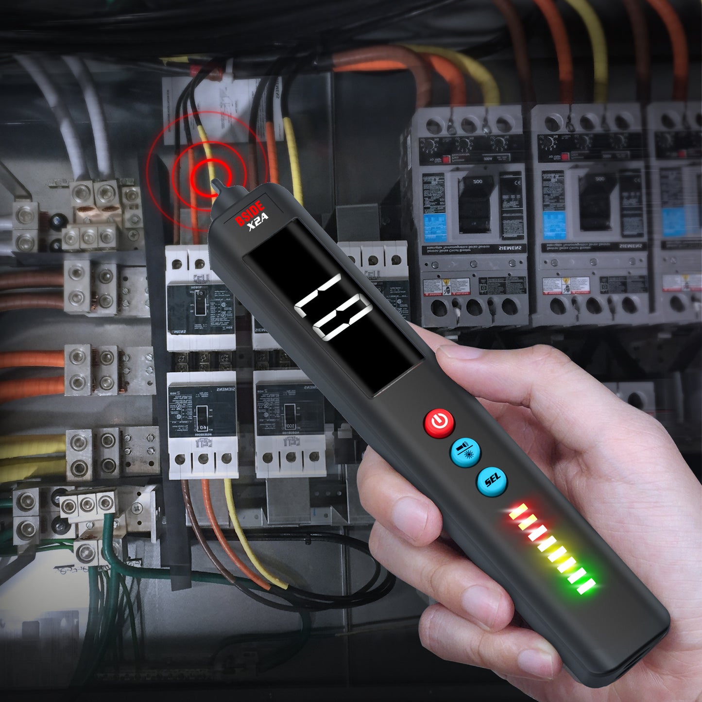 BSIDE X2A Smart Non-Contact Voltage Tester Laser indicator light Multimeter Digital DC AC Capacitance Ohm Diode Hz NCV Live test