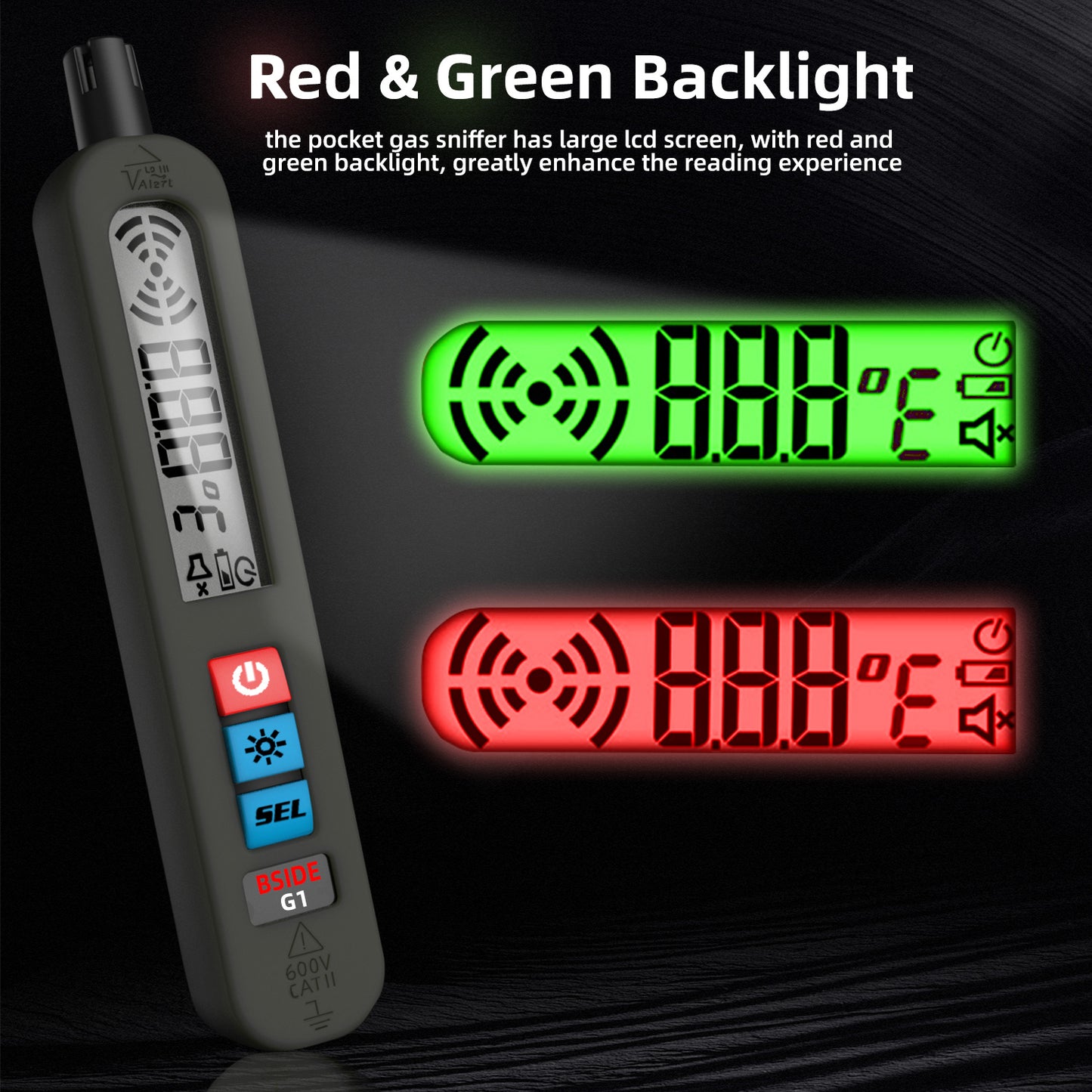 BSIDE G1 Gas Leak Detector Sound Screen Alarm with LCD Display Gas Detector Combustible Flammable Natural Methane Gas Detector