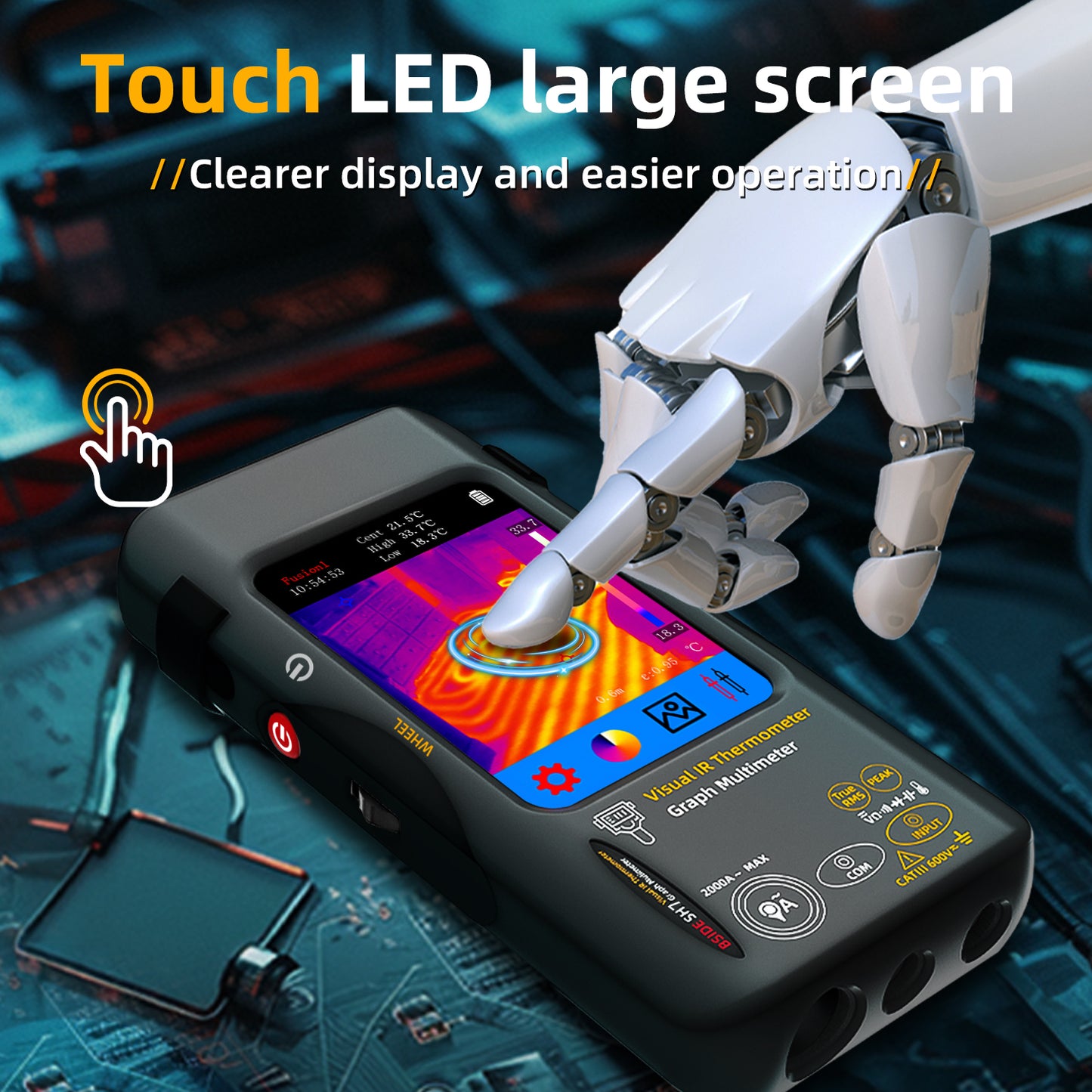 BSIDE SH7 Thermal imager Multimeter 2-in-1 tester with Touch Screen 20000 Counts & 320x320 IR Imaging Modes with Macro Lens for PCB Repair Electrical HVAC Industrial