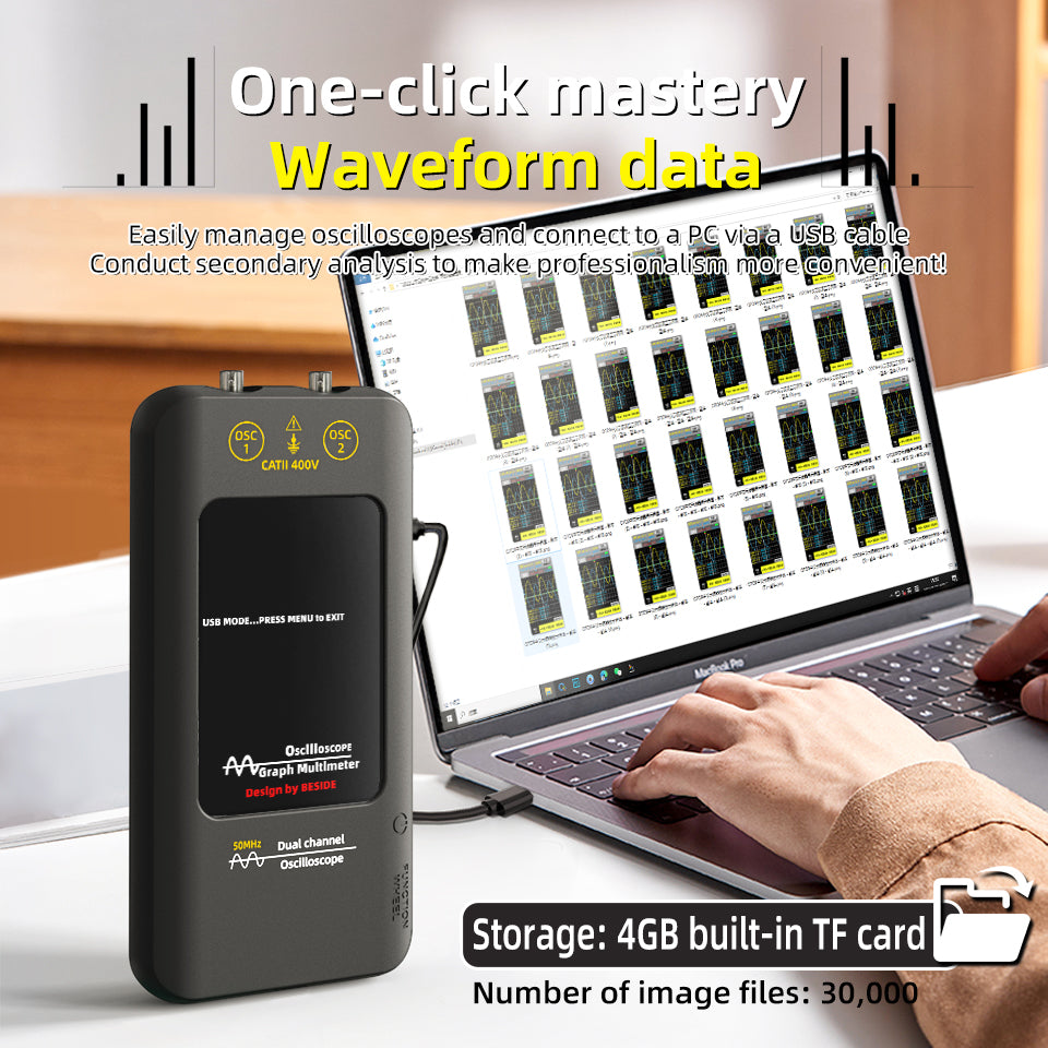 BSIDE O2 Dual Channels Handheld Oscilloscope 50MHz Bandwidth Touch LCD Scope Tester DDS Rechargeable Battery for Automotive Lab Electronic Repair