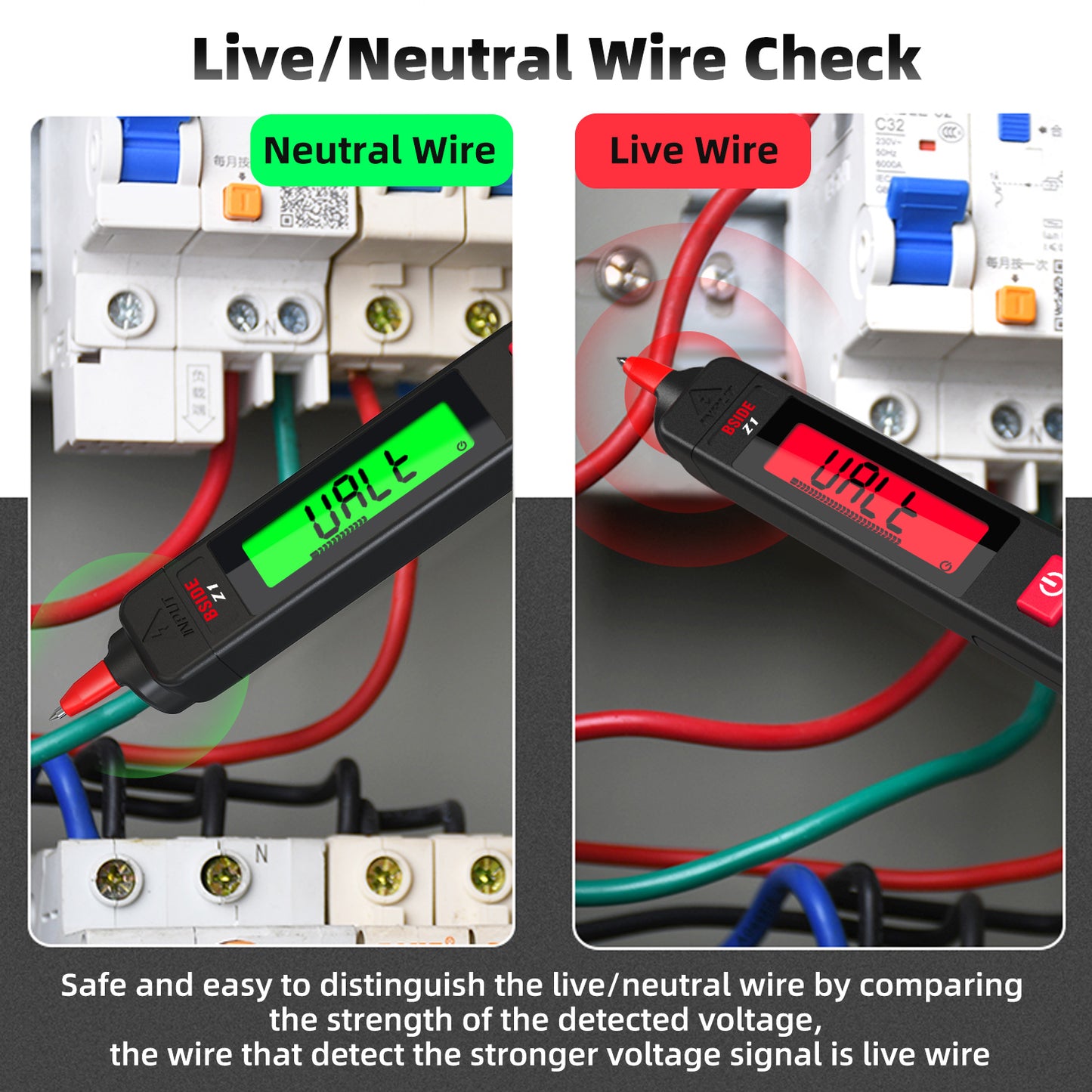 BSIDE Digital Multimeter Pen Type Smart multitester Auto Range DC AC Voltage Capacitance Ohm NCV Hz Diode Live wire Tester Meter