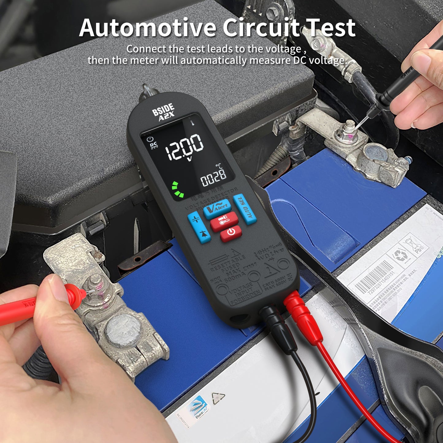 BSIDE A2X Mini Multimeter LCD Digital Tester Voltage Detector DC/AC Voltage Frequency Resistance NCV Continuity Live