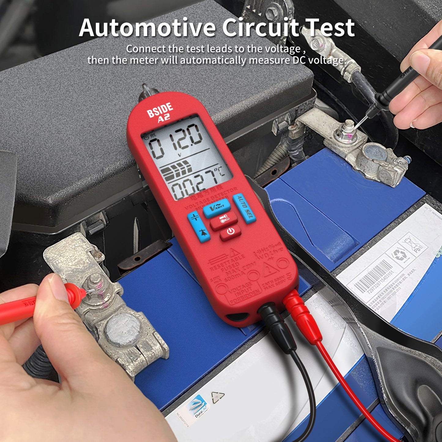 BSIDE A2 Mini Multimeter LCD Digital Tester Voltage Detector DC/AC Voltage Frequency Resistance NCV Continuity Live