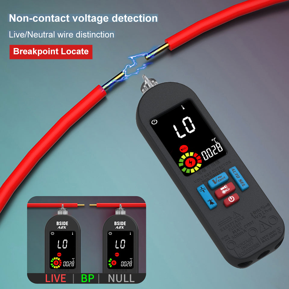 BSIDE A2X Mini Multimeter LCD Digital Tester Voltage Detector DC/AC Voltage Frequency Resistance NCV Continuity Live