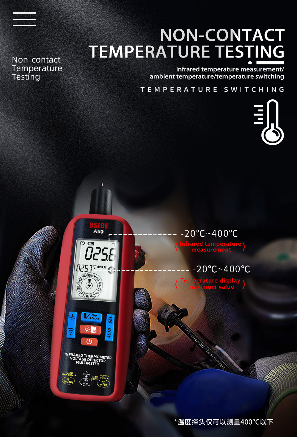 BSIDE Smart Digital Multimeter Professional Automatic VFC Infrared Temp Electrical Tester Tools