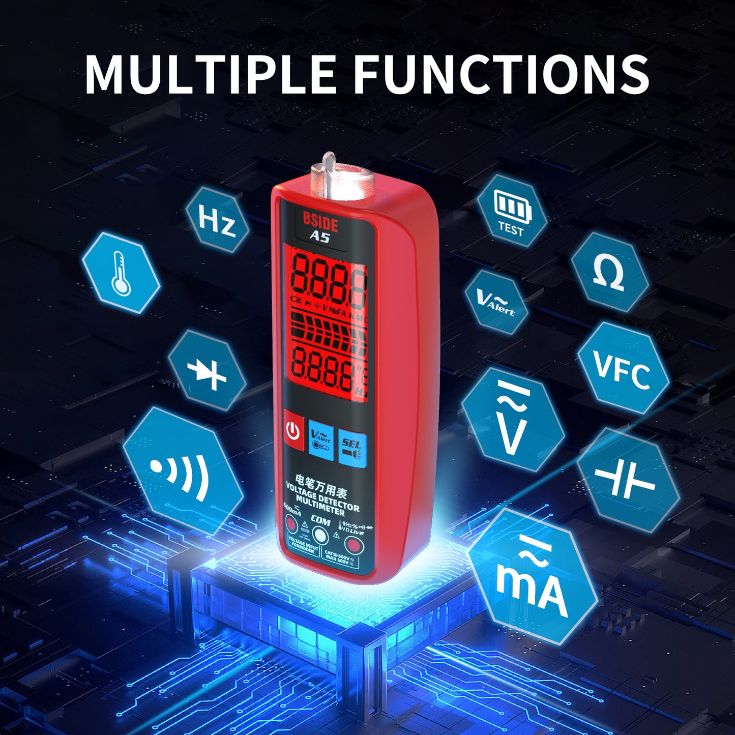 BSIDE Professional Digital Multimeter Smart Automatic Multitester Ammeter VFC Current Hz Capacitor Ohm Electrician Tester Tools