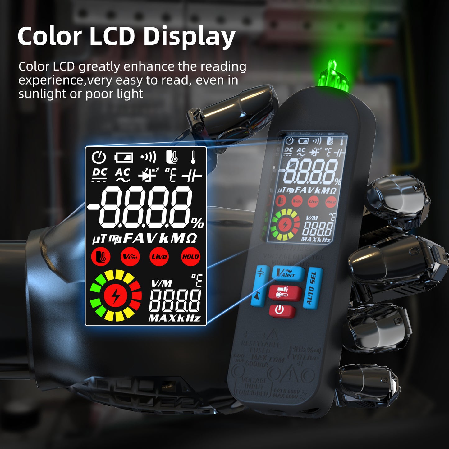 BSIDE A2X Mini Multimeter LCD Digital Tester Voltage Detector DC/AC Voltage Frequency Resistance NCV Continuity Live