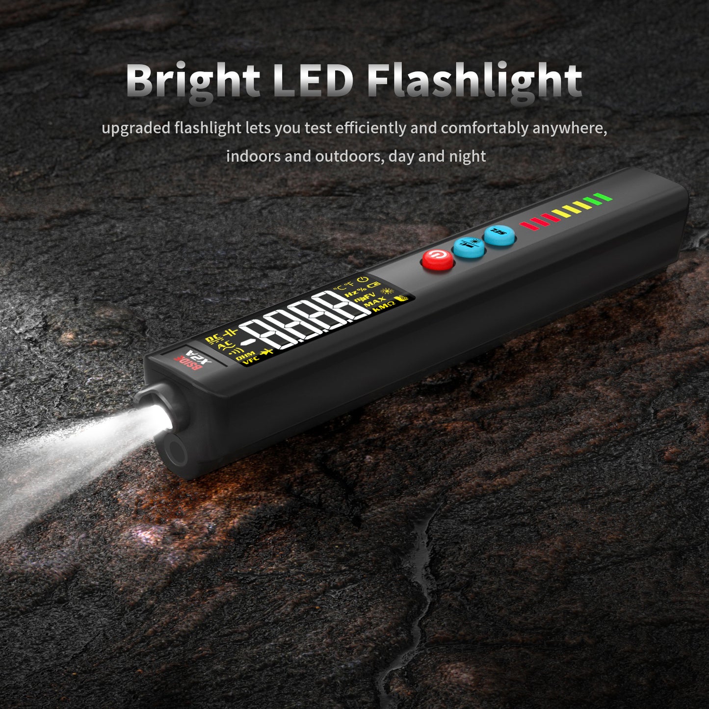 BSIDE X2A Smart Non-Contact Voltage Tester Laser indicator light Multimeter Digital DC AC Capacitance Ohm Diode Hz NCV Live test