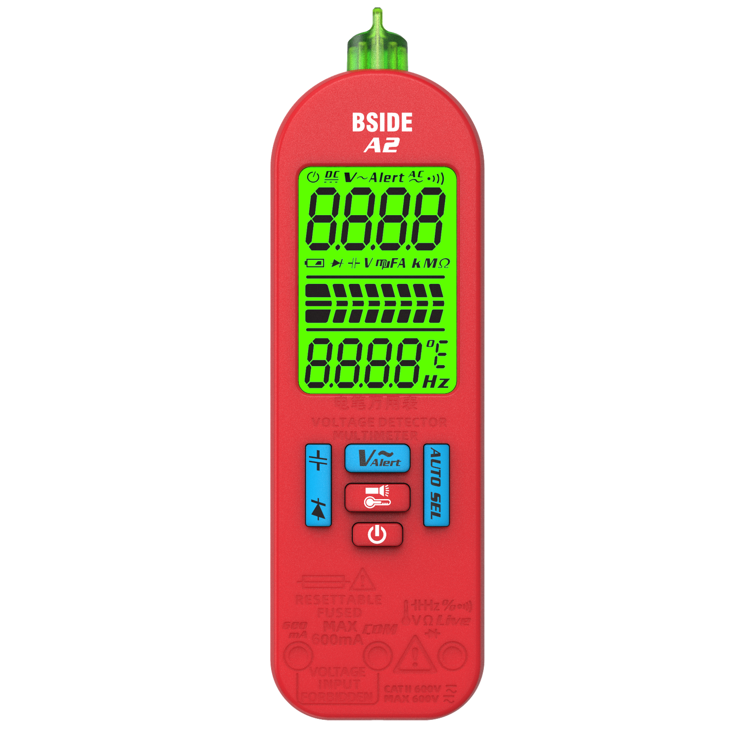BSIDE A2 Mini Multimeter LCD Digital Tester Voltage Detector DC/AC Voltage Frequency Resistance NCV Continuity Live