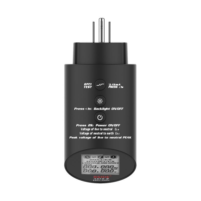 BSIDE ASTS Circuit Analyzer, Professional Wiring Status Tester, Line Voltage Distribution Checker, Large LCD Circuit Fault Locator GFCI Leakage Socket Tester