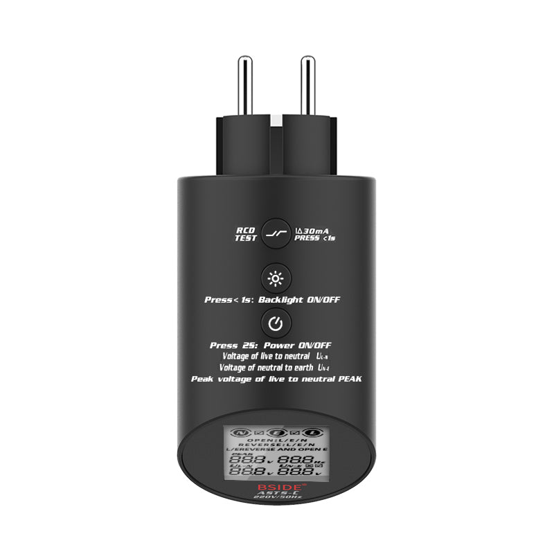 BSIDE ASTS Circuit Analyzer, Professional Wiring Status Tester, Line Voltage Distribution Checker, Large LCD Circuit Fault Locator GFCI Leakage Socket Tester