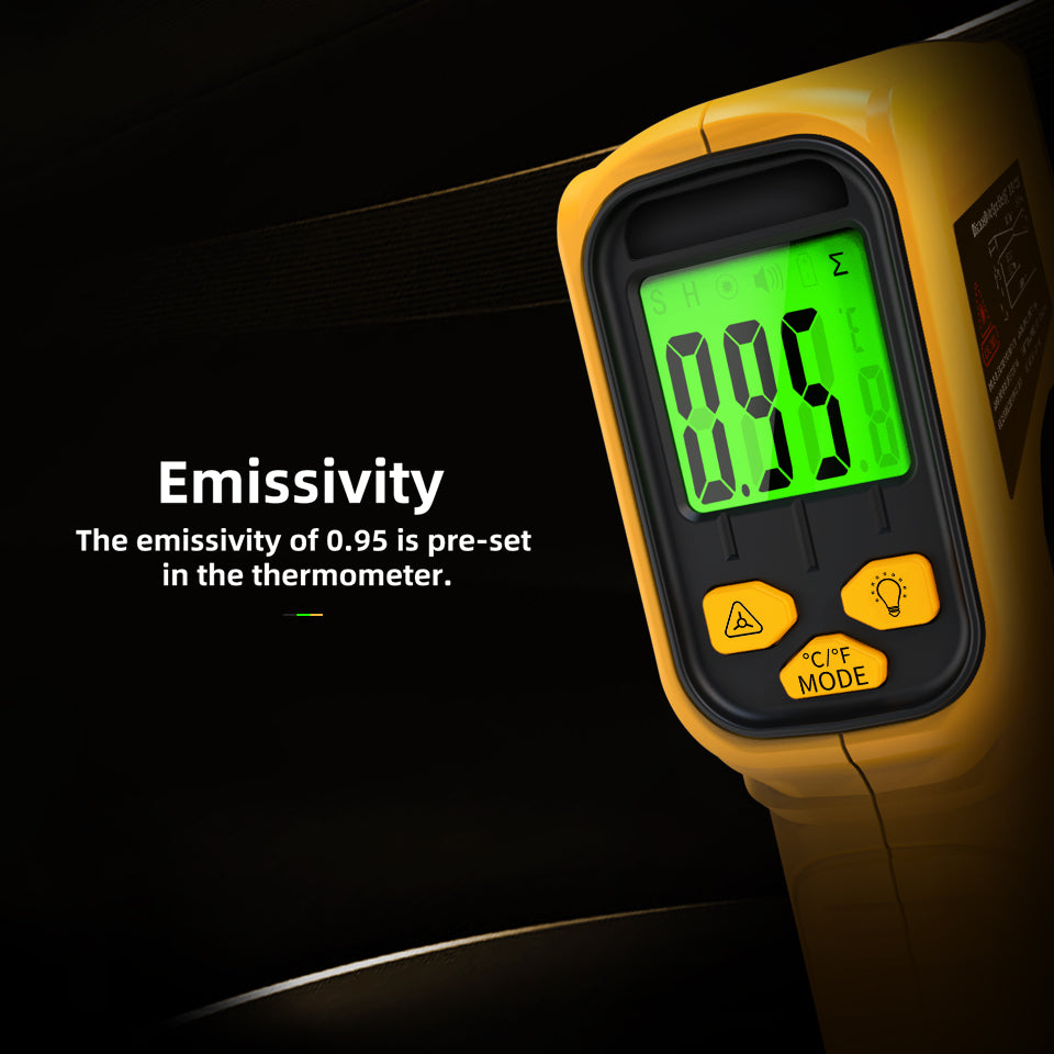 BSIDE Infrared Thermometer Laser Temperature Gun with Adjustable Emissivity for Cooking Pizza Oven Kitchen Automotive Griddle Engine Grill HVAC, Measures from -58℉ to 986℉