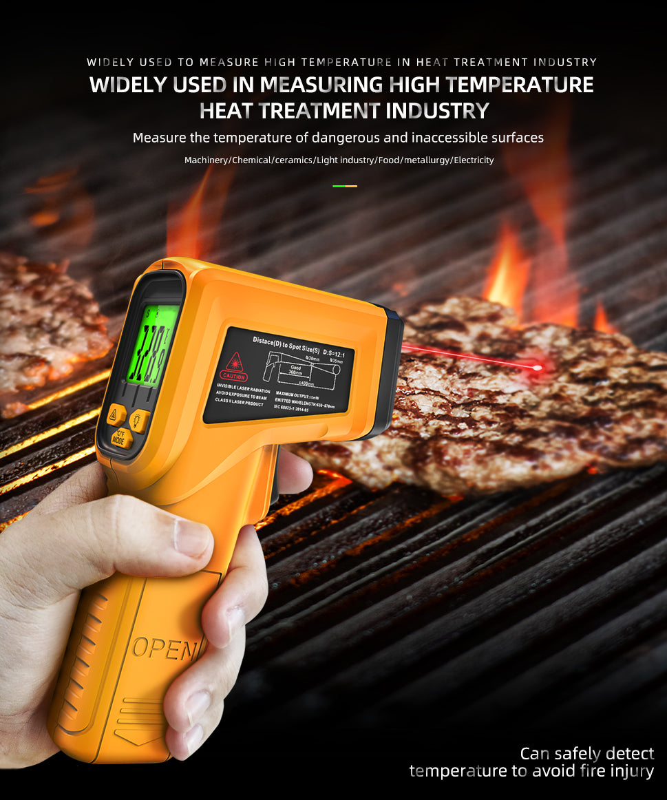 BSIDE Infrared Thermometer Laser Temperature Gun with Adjustable Emissivity for Cooking Pizza Oven Kitchen Automotive Griddle Engine Grill HVAC, Measures from -58℉ to 986℉