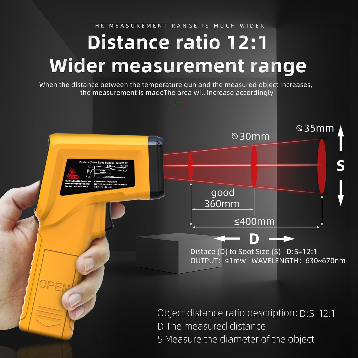 BSIDE Infrared Thermometer Laser Temperature Gun with Adjustable Emissivity for Cooking Pizza Oven Kitchen Automotive Griddle Engine Grill HVAC, Measures from -58℉ to 986℉