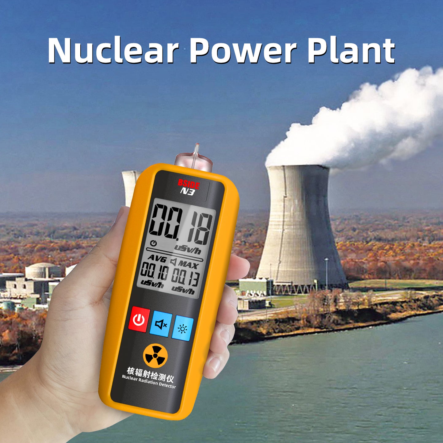 BSIDE Geiger Counter Nuclear Radiation Detector Personal EMF Radiation Dosimeter Portable Beta Gamma X-ray Radioactive Monitor Tester for Lab Sead Food Ocean Medical Industry Marble