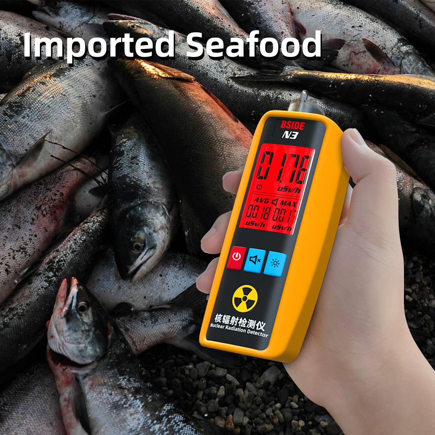 BSIDE Geiger Counter Nuclear Radiation Detector Personal EMF Radiation Dosimeter Portable Beta Gamma X-ray Radioactive Monitor Tester for Lab Sead Food Ocean Medical Industry Marble