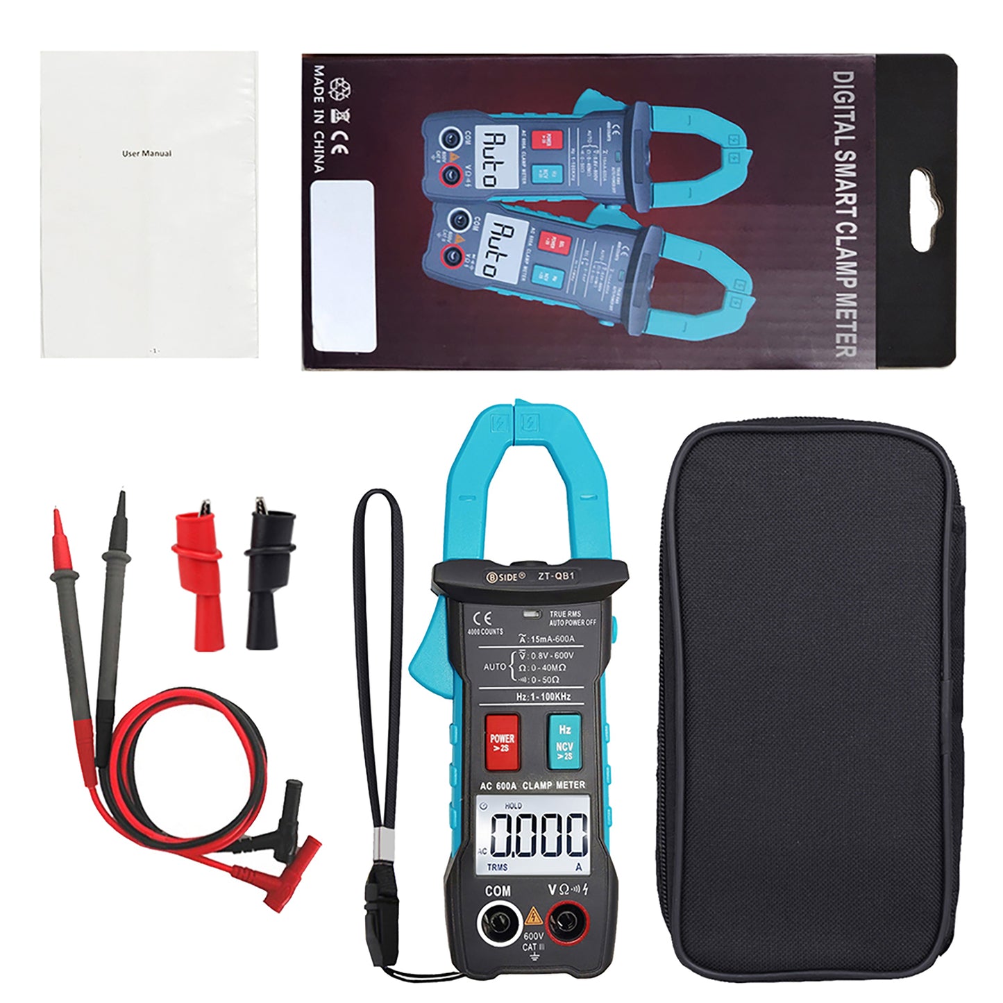 BSIDE 600A Digital Clamp Meter True RMS DC AC Ammeter Pliers Inrush Current Smart Auto profession Multimeter Voltage Ohm Tester