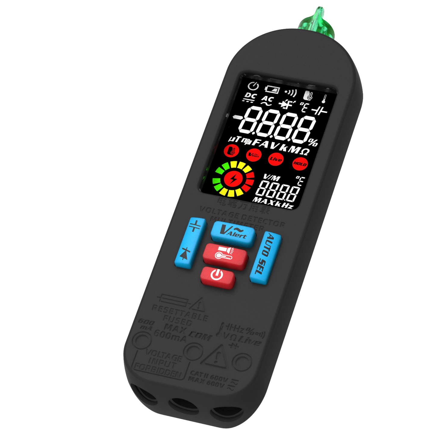 BSIDE A2 Mini Multimeter LCD Digital Tester Voltage Detector DC/AC Voltage Frequency Resistance NCV Continuity Live