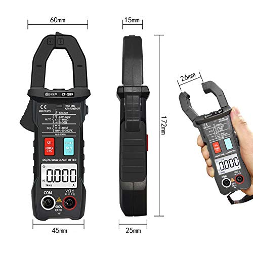 BSIDE Digital Clamp Meter 1mA AC/DC Current True RMS Auto-Ranging 6000 Counts Meter Hz Temperature Capacitance Live Check V-Alert Low Impedance Voltage Tester