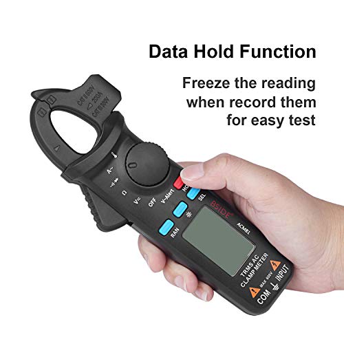 BSIDE 1mA Clamp Meter Pocket True RMS Auto-Ranging Multimeter AC Current Temperature V-Alert Continuity Ohm Diode Voltage Tester