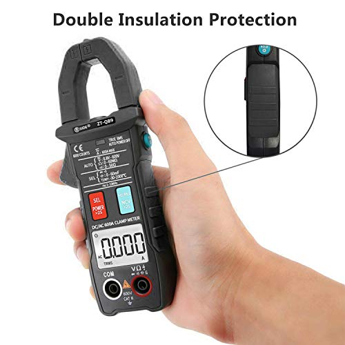 BSIDE Digital Clamp Meter 1mA AC/DC Current True RMS Auto-Ranging 6000 Counts Meter Hz Temperature Capacitance Live Check V-Alert Low Impedance Voltage Tester