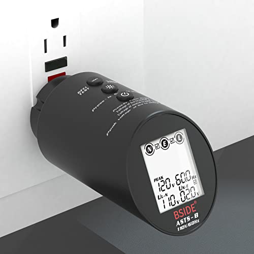 BSIDE ASTS Circuit Analyzer, Professional Wiring Status Tester, Line Voltage Distribution Checker, Large LCD Circuit Fault Locator GFCI Leakage Socket Tester