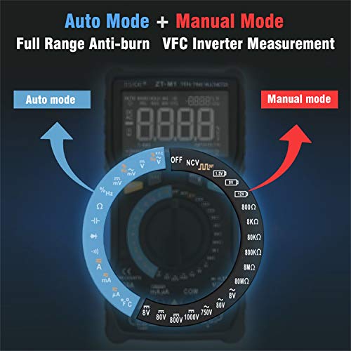 BSIDE Digital Multimeter 3-Line Display True RMS Auto-Ranging Voltmeter Temperature Capacitance AC/DC Voltage Current Tester