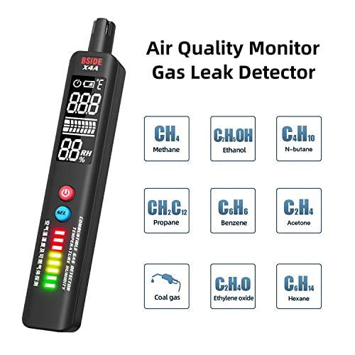 BSIDE Temperature Humidity Meter EBTN LCD Triple-Line Display Thermometer Hygrometer Monitor, Integrated Gas Leak Detector, Portable Mositure Psychrometer with Analog Bar for Indoor and Outdoor