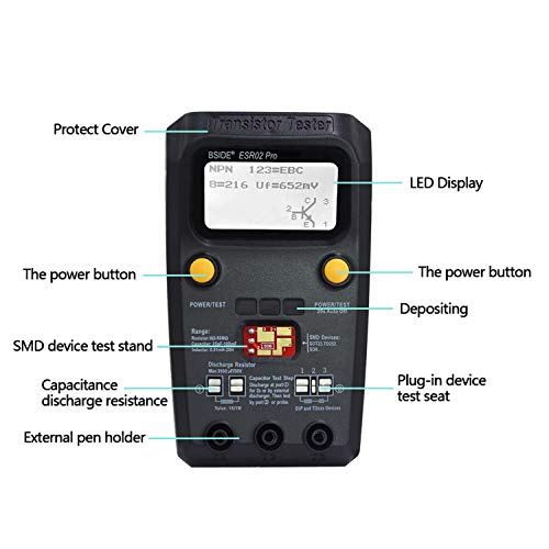 BSIDE ESR02 PRO Transistor Tester SMD Components Checker Mega328 NPN/PNP Diode Triode Capacitor Inductance ESR Meter