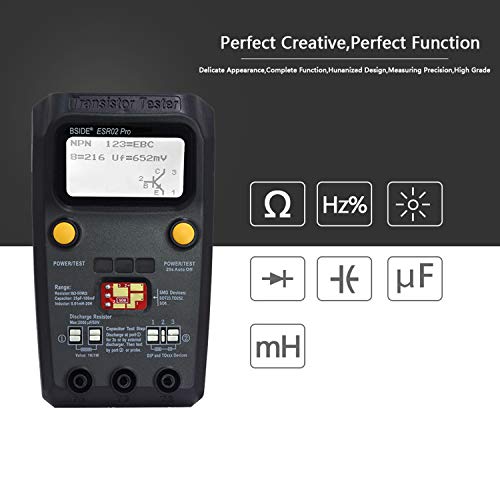 BSIDE ESR02 PRO Transistor Tester SMD Components Checker Mega328 NPN/PNP Diode Triode Capacitor Inductance ESR Meter