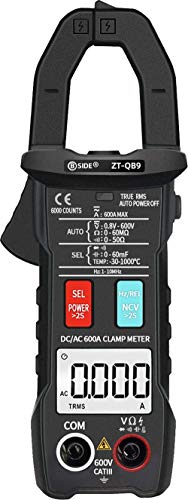 BSIDE Digital Clamp Meter 1mA AC/DC Current True RMS Auto-Ranging 6000 Counts Meter Hz Temperature Capacitance Live Check V-Alert Low Impedance Voltage Tester